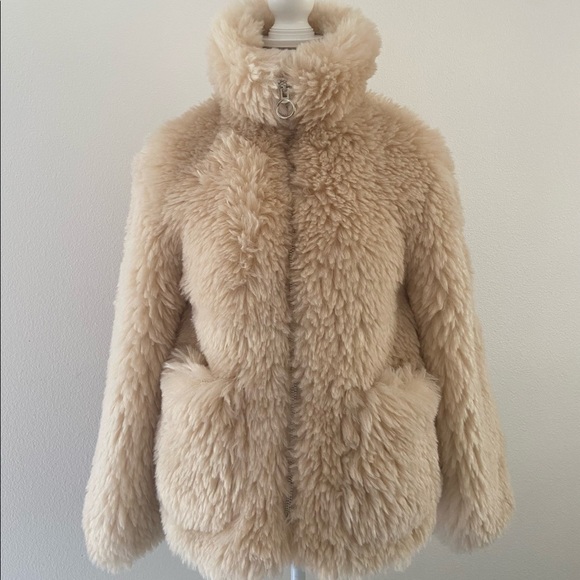 Topshop Jonas faux shearling zip fur coat borg Sherpa - Picture 4 of 14